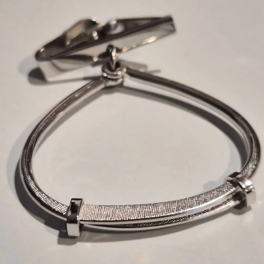 Vintage Swank Silver Tie Clip Loop Mid Century MCM Dapper Retro Mens Accessory
